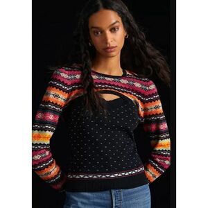 ANTHROPOLOGIE NWT MAEVE Abstract Sweater Shrug Set SMALL